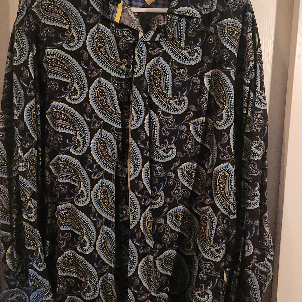 Steven Land Blue and Yellow Patterned Shirt